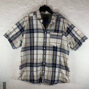 KAVU Shirt Mens 2XL Multicolor Plaid Cotton Short Sleeve Button-Up Collared 6592